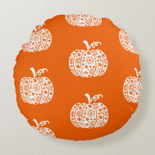 Coussins Ronds Citrouille d'Halloween, drôle d'Halloween, fête d'