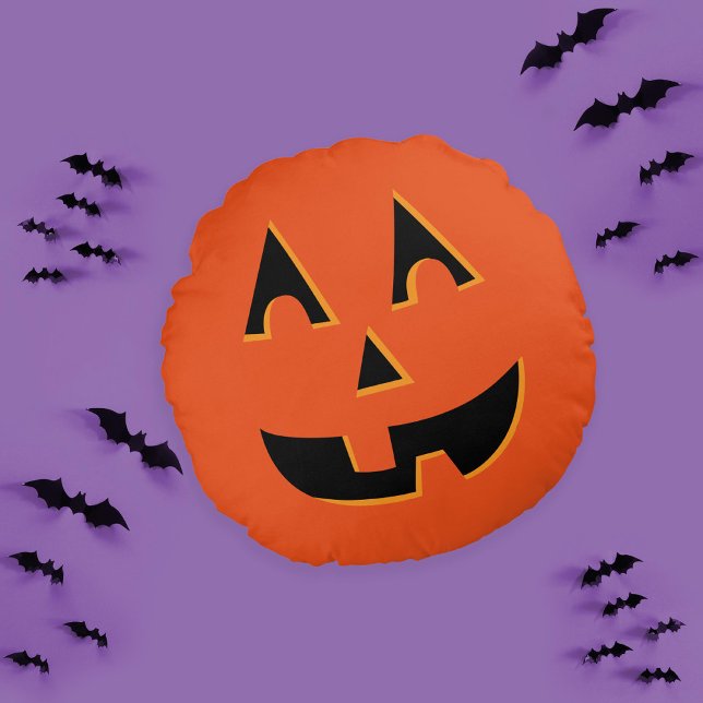 Coussins Ronds Citrouille Halloween Jack-o'-lantern (Créateur téléchargé)