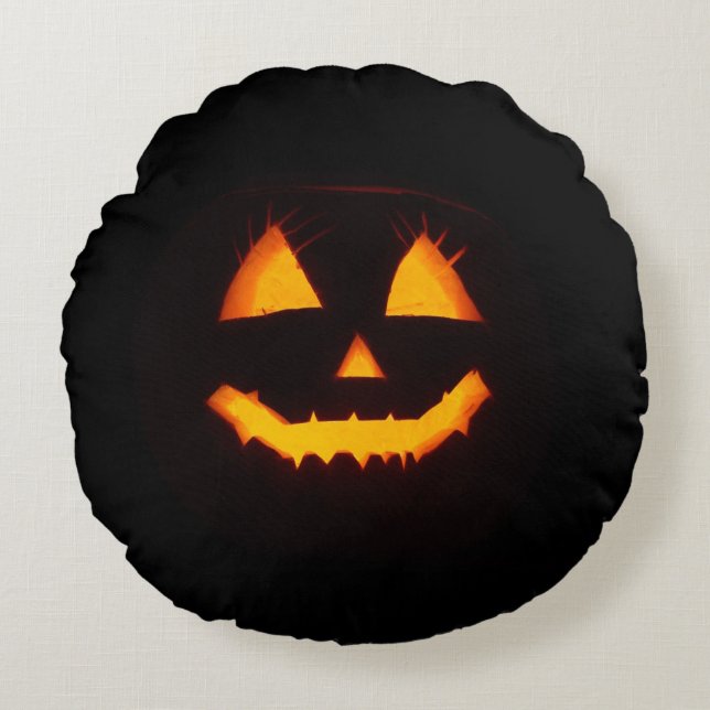Coussins Ronds Citrouille lumineuse Jack O Lantern  (Devant)
