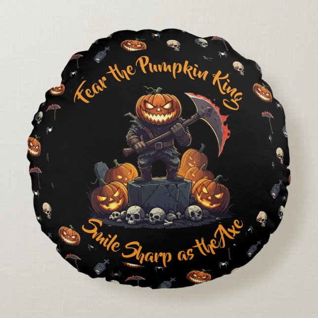 Coussins Ronds 🖤 Citrouille noir King Jouer l'oreiller 🎃 (Devant)