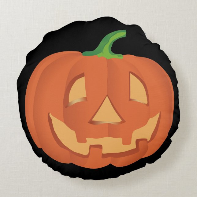 Coussins Ronds Citrouille pour Halloween 1 (Dos)