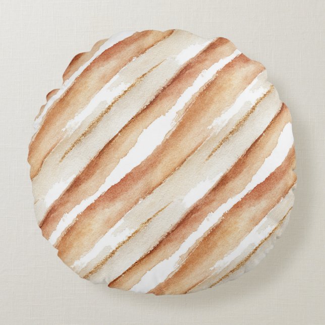 Coussins Ronds Citrouille Rayures Latte Pêche   (Devant)
