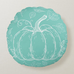 Coussins Ronds Citrouille turquoise automne automne Thanksgiving