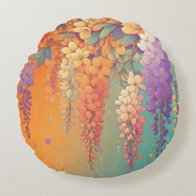 Coussins Ronds Citrus Sunset Wisteria (Devant)