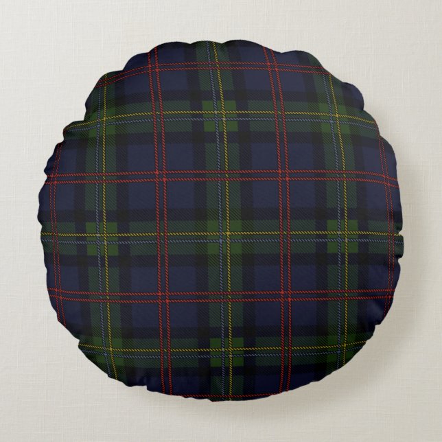 Coussins Ronds Clan Plaid Malcolm violet vert À damiers Tartan (Devant)