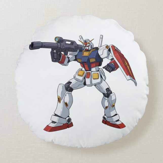 Coussins Ronds Classic Retro RX-78-2 Gundam Mecha Anime Illustrat (Devant)
