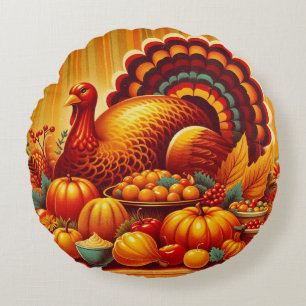 Coussins Ronds classique/vintage Thanksgiving Turquie