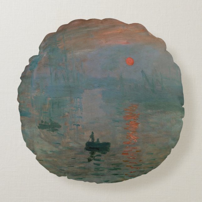 Coussins Ronds Claude Monet Impression Soleil Levant Impression d (Devant)