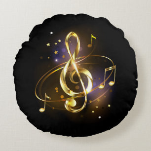 Coussins Ronds Clé de Sol Musicale en Or