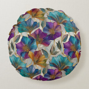 Coussins Ronds Clematis violet Art Nouveau
