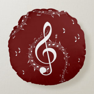 Coussins Ronds Climacic G Clef Music Rouge