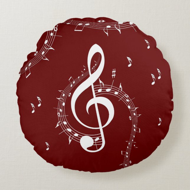 Coussins Ronds Climacic G Clef Music Rouge (Devant)