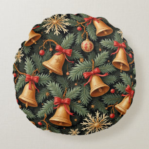 Coussins Ronds Cloches de fêtes, motif décoratif de Noël,