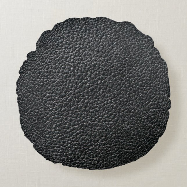 Coussins Ronds Close up of black leather texture and backgroundle (Devant)