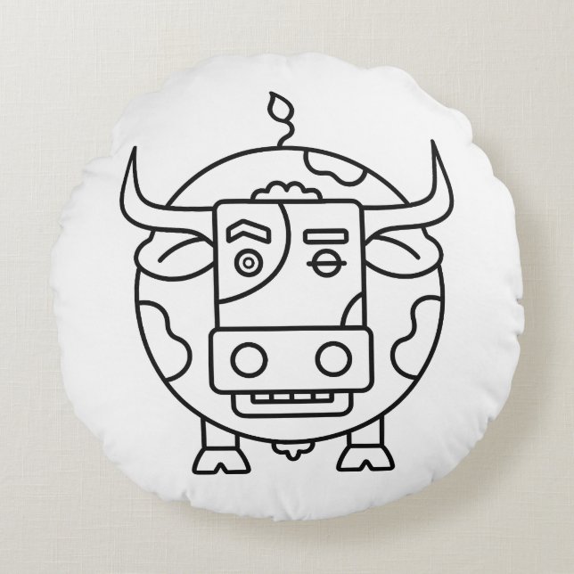 Coussins Ronds Clueless Bull Abstract Round Pillow (Devant)