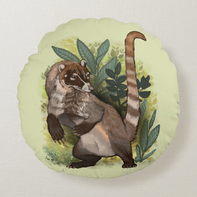 Coussins Ronds Coatamundi ou Coati noir blanc (Devant)