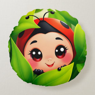 Coussins Ronds Coccinelle de dessin animé adorable