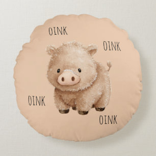 Coussins Ronds Cochon Brun Mignon Groin