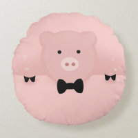Cochon rose dans une Cravate de cabot noir