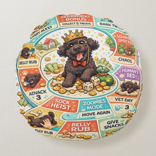 Coussins Ronds Cockapoo Board Game Cushion | Funny Dog Gift (Devant)