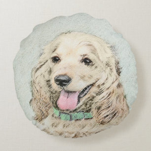 Coussins Ronds Cocker Spaniel Buff Peinture - Art Chien original