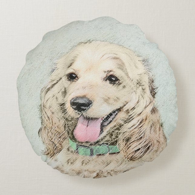 Coussins Ronds Cocker Spaniel Buff Peinture - Art Chien original (Dos)