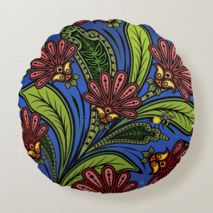 Coussins Ronds Cockscomb et BumbleBee Vibrant Bleu, Vert, Rose