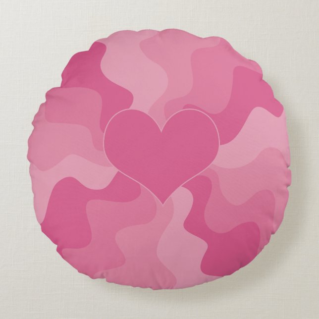 Coussins Ronds Coeur d'amour - rose (Devant)