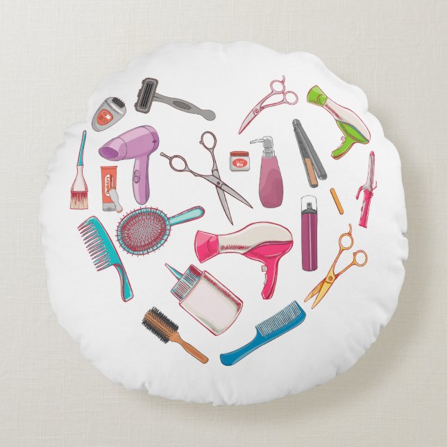 Coussins Ronds Coeur de coiffeur Outil coiffeur (Devant)