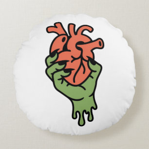 Coussins Ronds Coeur de la main de Zombie
