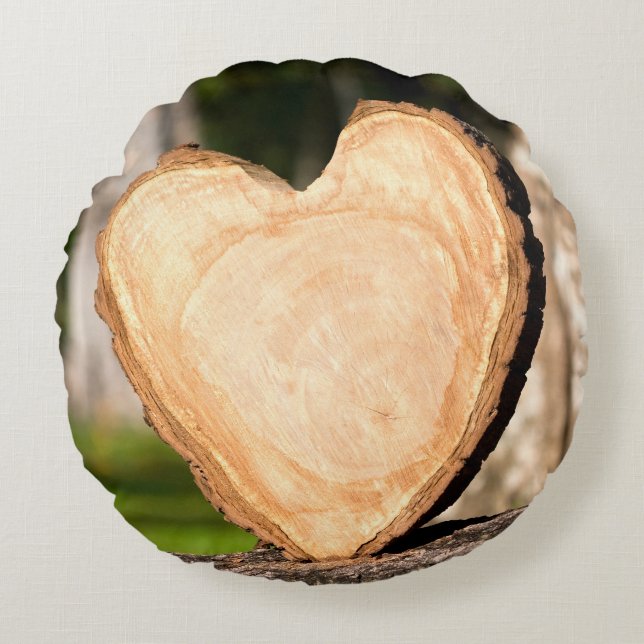 Coussins Ronds coeur en bois (Devant)