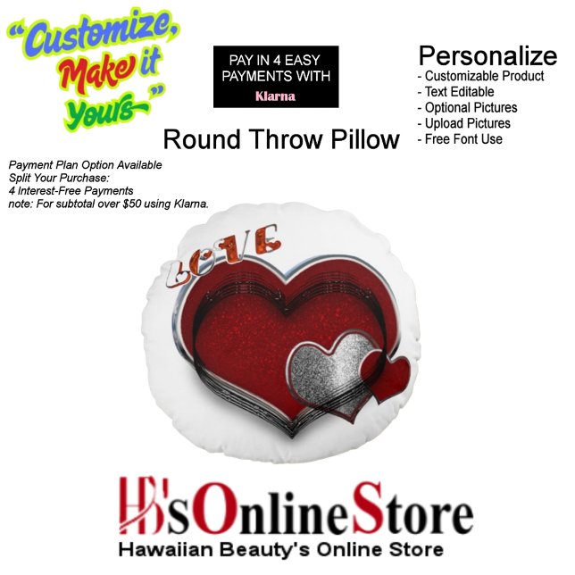 Coussins Ronds Coeur Magique Blanc Polyester rond Jeu d'oreiller (Heart Magic Polyester Round Throw Pillow with White Background.)