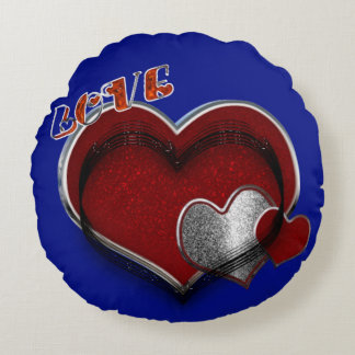 Coussins Ronds Coeur Magique Bleu 2 Polyester Tour Jeu Oreiller