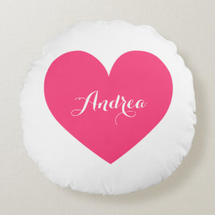 Coussins Ronds Coeur rose chaud et Motif Pois Personnalisé