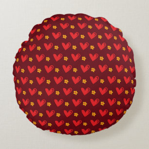 Coussins Ronds coeur rouge