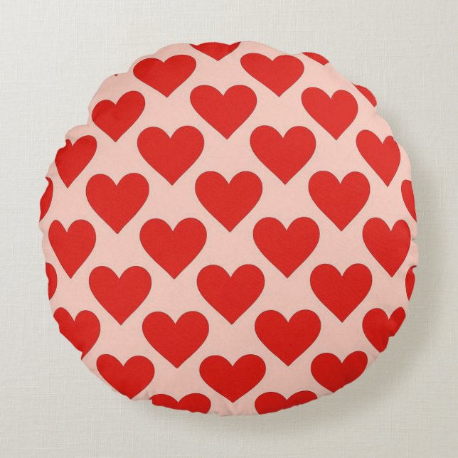 Coussins Ronds Cœur rouge traditionnel de la Saint-Valentin (Devant)