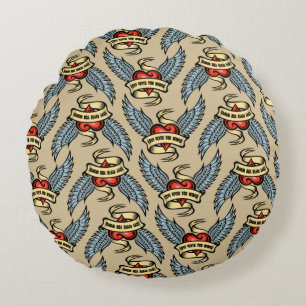 Coussins Ronds Coeur vintage Avec Ailes, L'Amour Vous Donne Des A