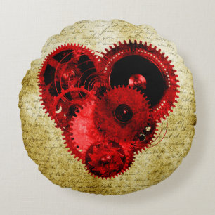 Coussins Ronds Coeur vintage de Steampunk