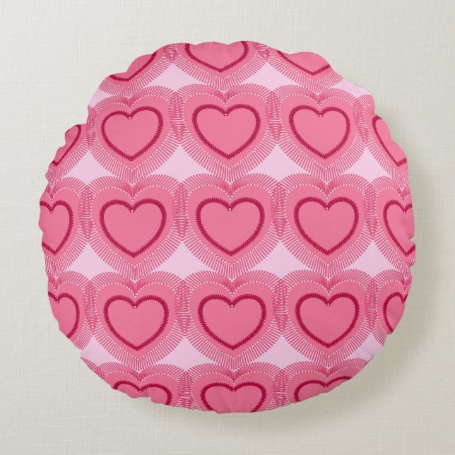 Coussins Ronds Coeurs Abstraits modernes - Azalea rose (Devant)