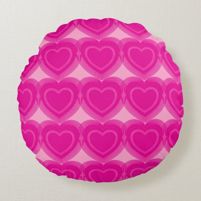 Coussins Ronds Coeurs Abstraits modernes - Fuchsia rose (Devant)