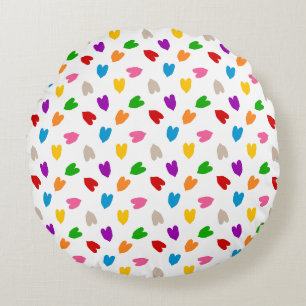 Coussins Ronds Cœurs Amour Motif Design Blanc Coloré