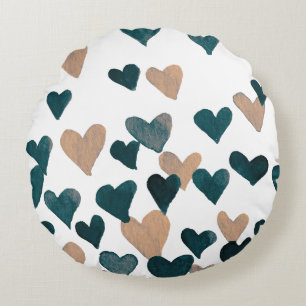 Coussins Ronds Coeurs d'aquarelle de la Saint-Valentin - neutre
