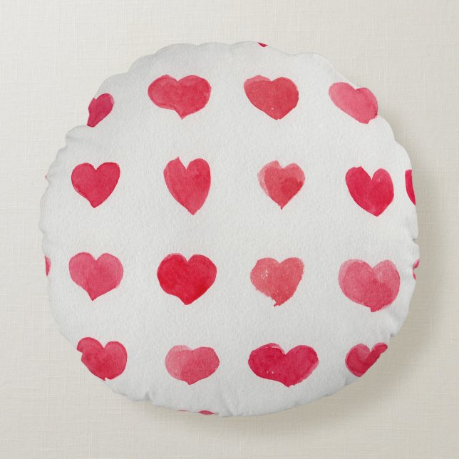 Coussins Ronds Coeurs d'aquarelle incomparable : design motif rom (Devant)
