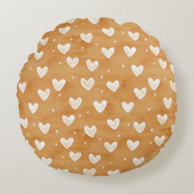 Coussins Ronds Cœurs de caramel de Noël (Devant)