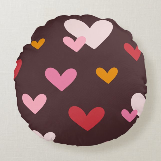 Coussins Ronds Cœurs de la Saint-Valentin palpitants (Devant)
