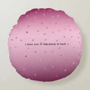 Coussins Ronds Coeurs de Parties scintillant en verre rose