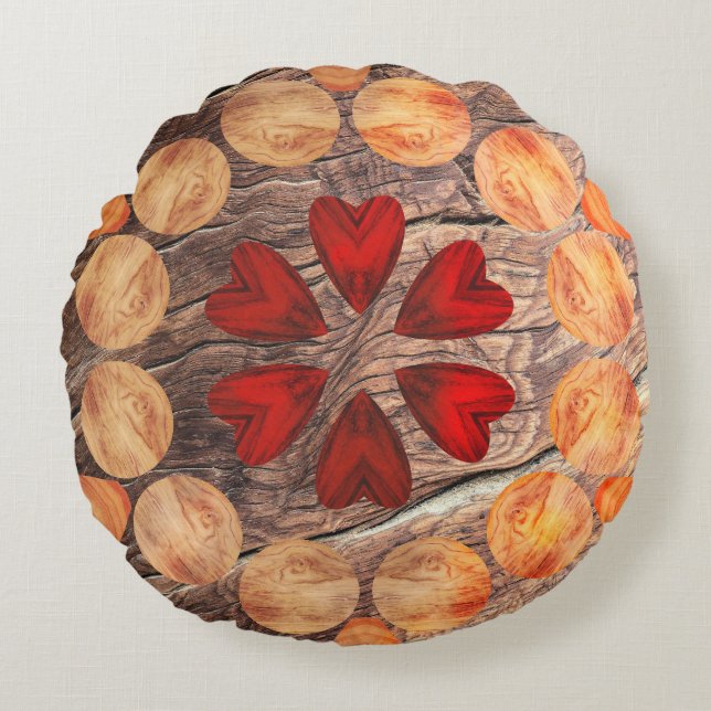 Coussins Ronds Cœurs et cercles en kaléidoscope  (Devant)