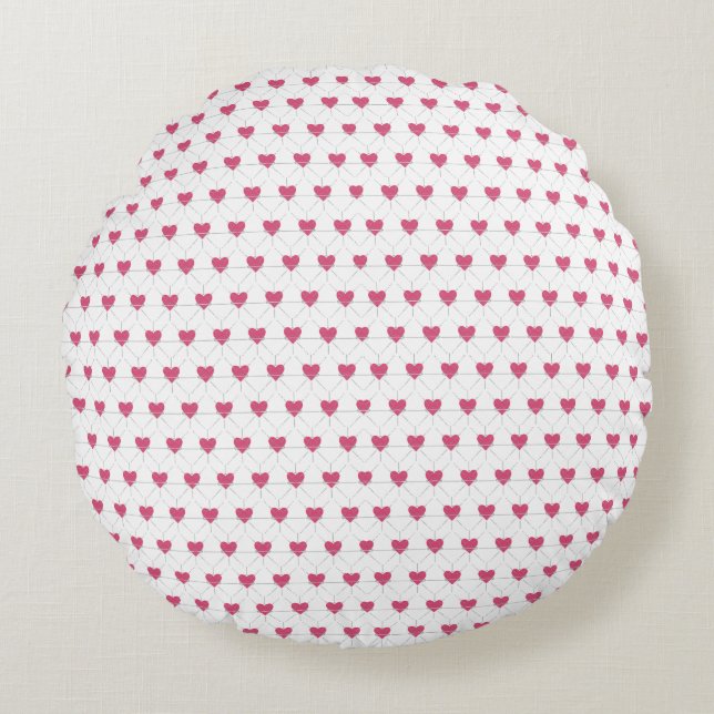 Coussins Ronds Coeurs Lignes Graphiques Valentines Aimer Motif (Devant)