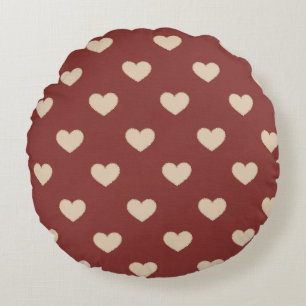 Coussins Ronds Cœurs Pailletés Crème Rouge Or