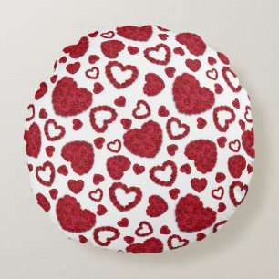 Coussins Ronds Cœurs Roses Rouges Motif Minimaliste Saint-Valenti